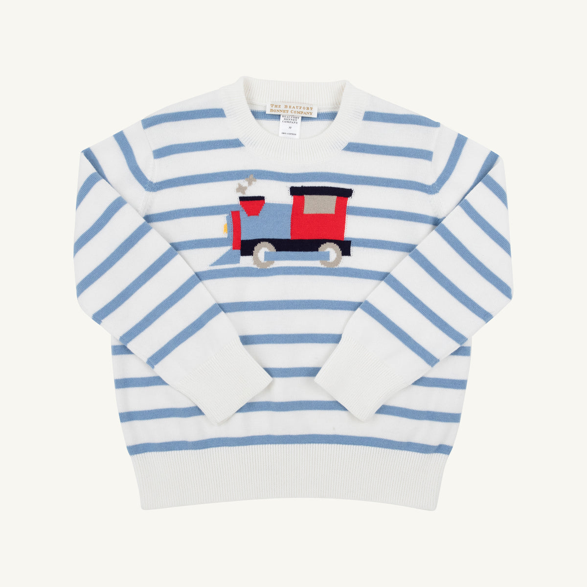 Isaac's Intarsia Sweater Barrington Blue Stripe/Train