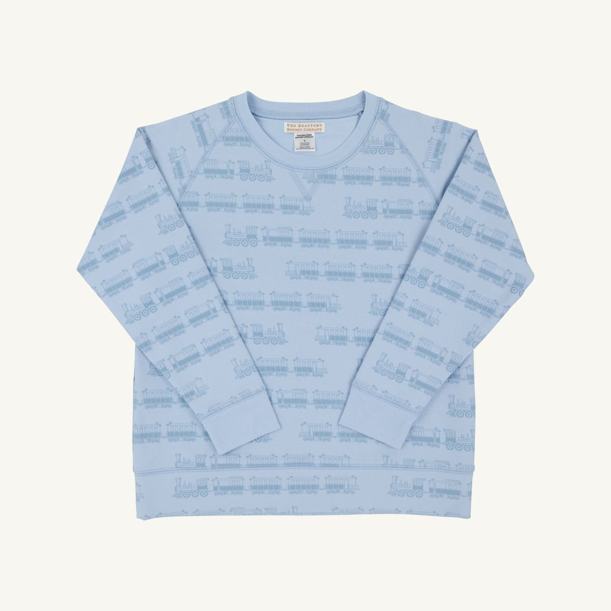 Cassidy Comfy Crewneck Boys Blue Choo Choos