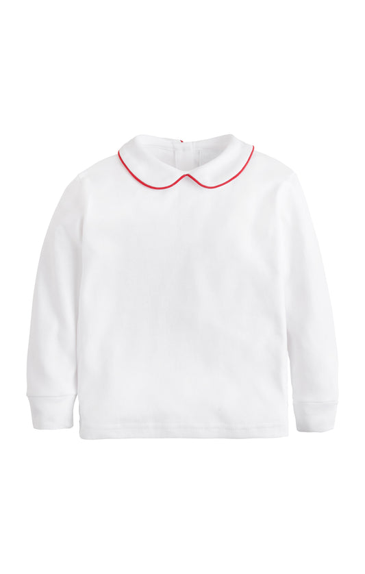 Piped Peter Pan Shirt Red