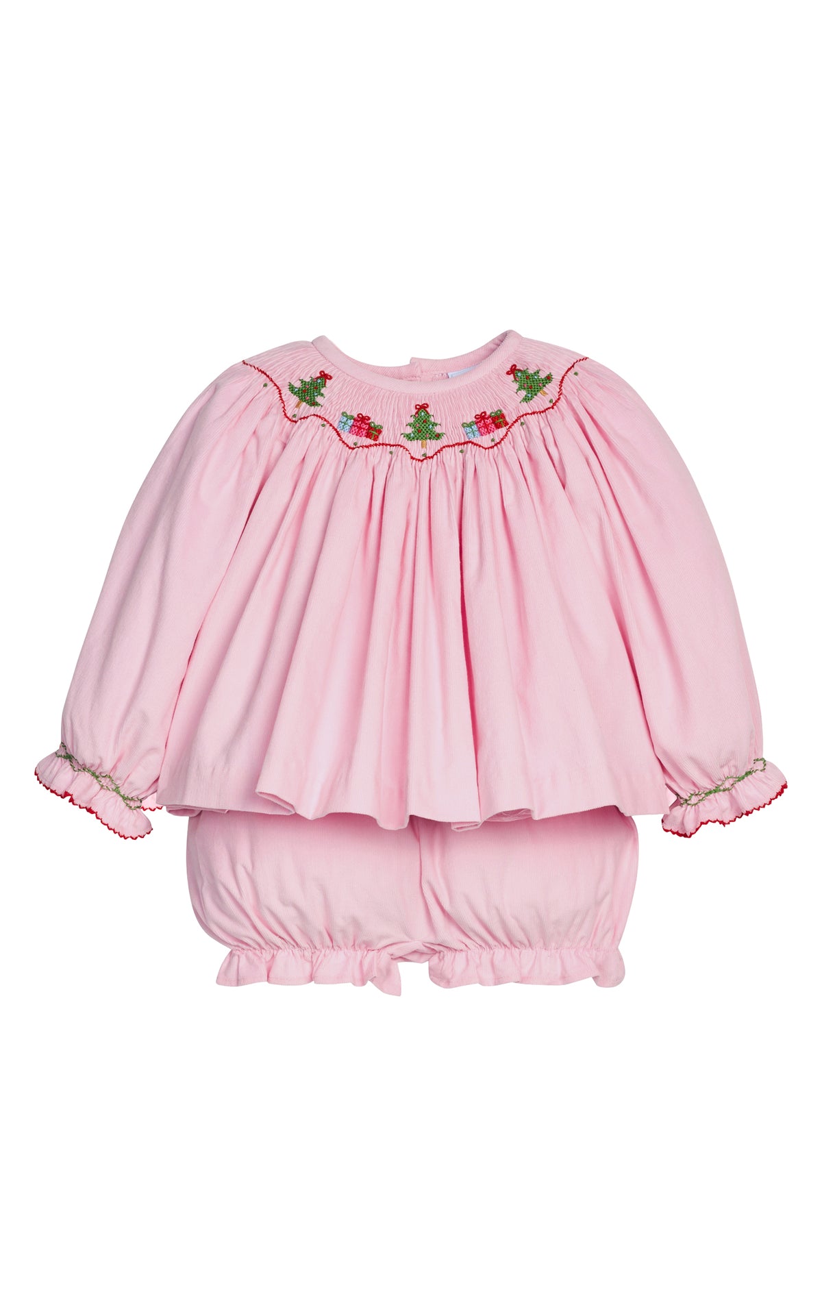 Smocked Bishop Bloomer Set Holly Days