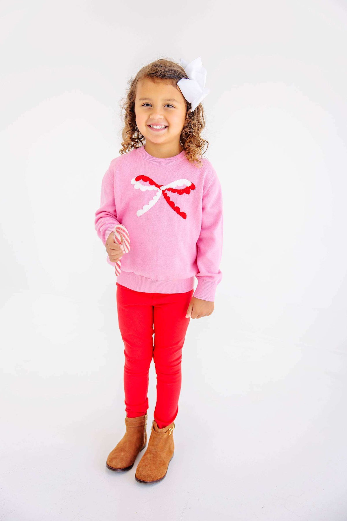 Isabelle's Intarsia Sweater Hot Pink Bow