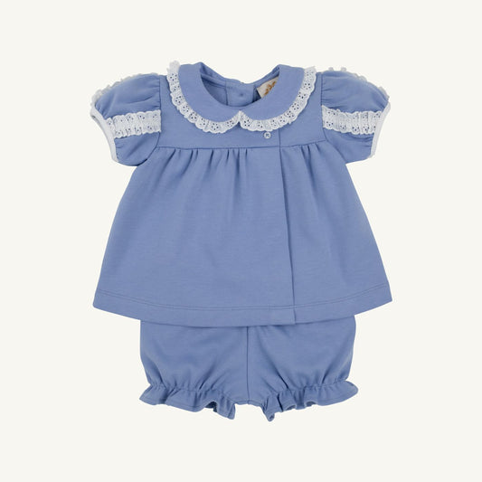 Mary Baker Bloomer Set Periwinkle & White