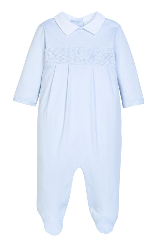 Welcome Home Smocked Footie Blue