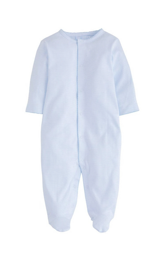 Printed Footie Light Blue Signature Stripe