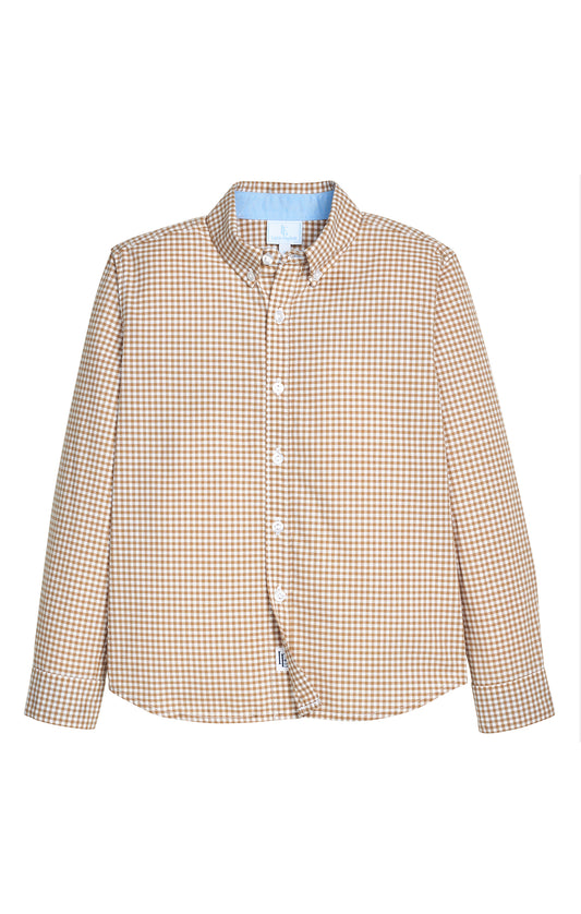 Button Down Shirt Khaki Gingham