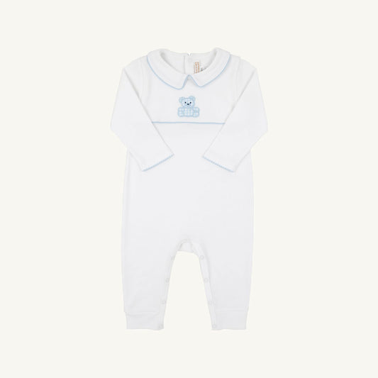 Robbins Romper Worth Ave White Buckhead Blue Bear