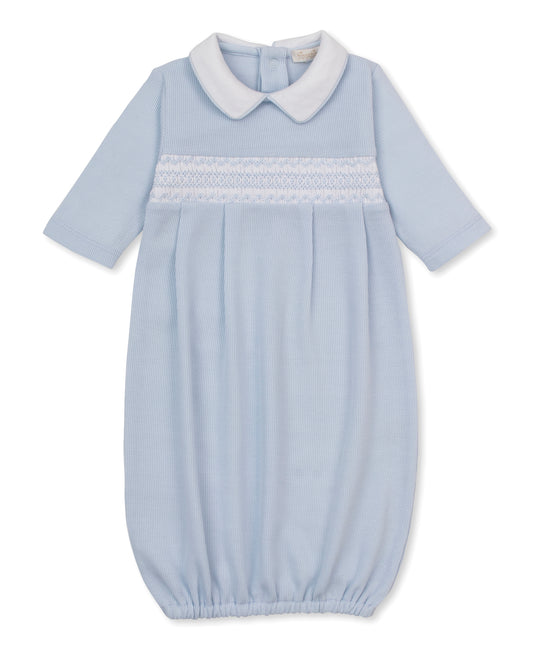 Punto Ingle Sack w/ Hand Smocking Light Blue