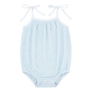 Baby Girls Light Blue Romper w/ Shoulder Ties