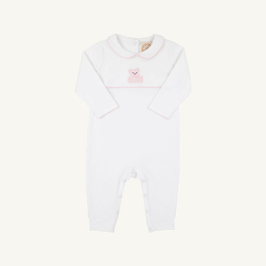 Robbins Romper Worth Ave White Palm Beach Pink Bear