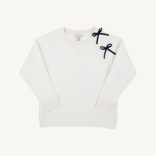 Cassidy Comfy Crewneck Quilted Palmetto Pearl Bows