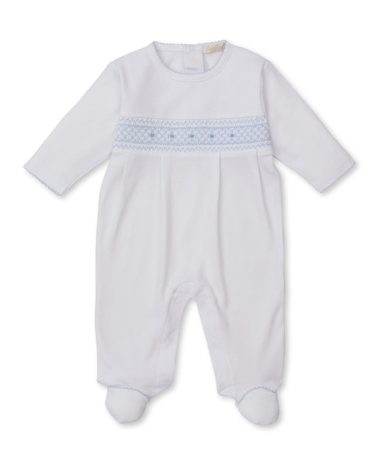 Footie with Hand Smk White/Lt Blue