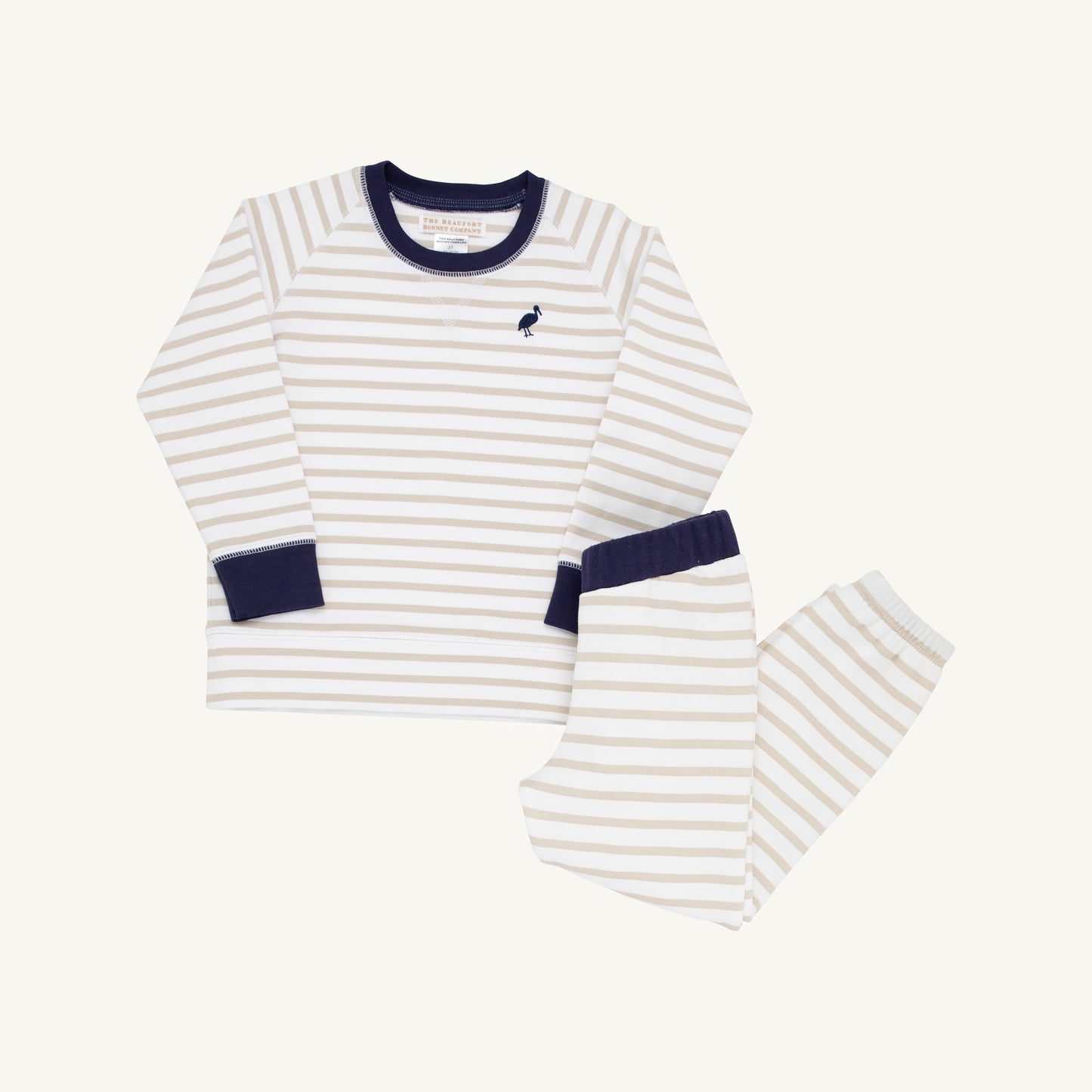Cassidy and Gates Sweat Set Keeneland Khaki Stripe Nantucket Navy