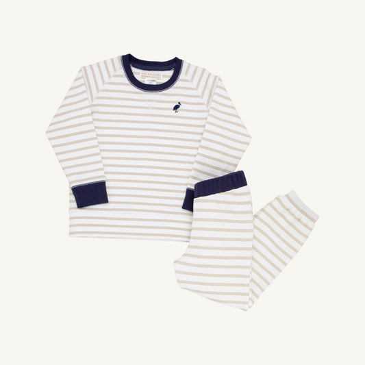 Cassidy and Gates Sweat Set Keeneland Khaki Stripe Nantucket Navy