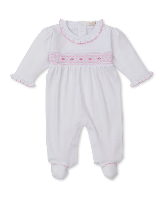 Footie with Hand Smk White/Pink