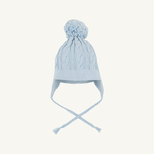 Parrish Pom Pom Cable Knit Hat Buckhead Blue