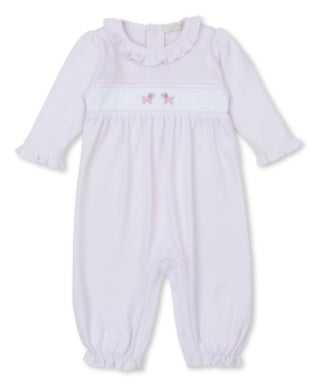 Premier Pink Puppies Playsuit w/ Hand Embroidery