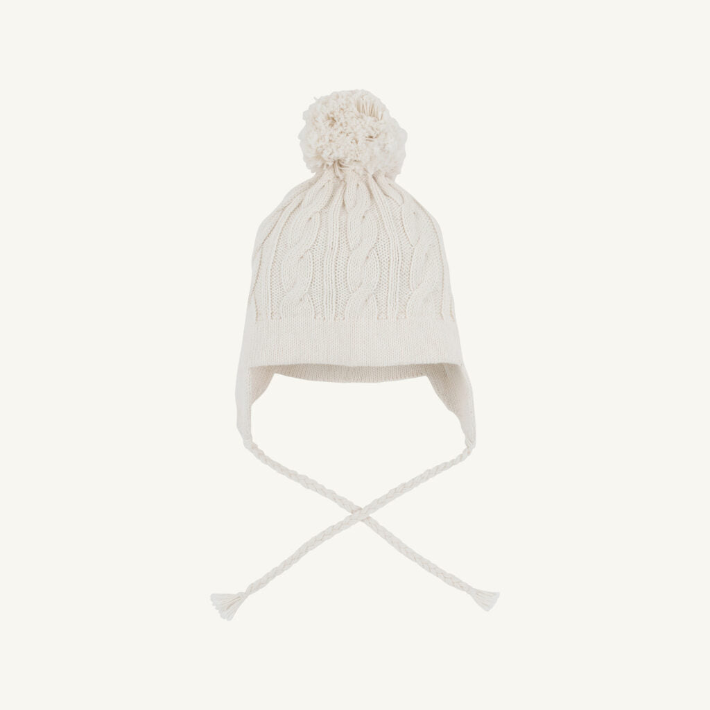 Parrish Pom Pom Cable Knit Hat Palmetto Pearl