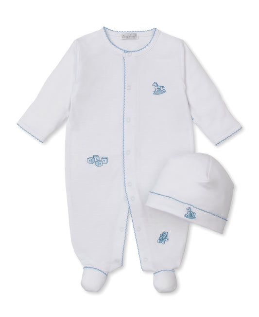 Vintage Toy Treasures Footie with Hat Set White/Light Blue