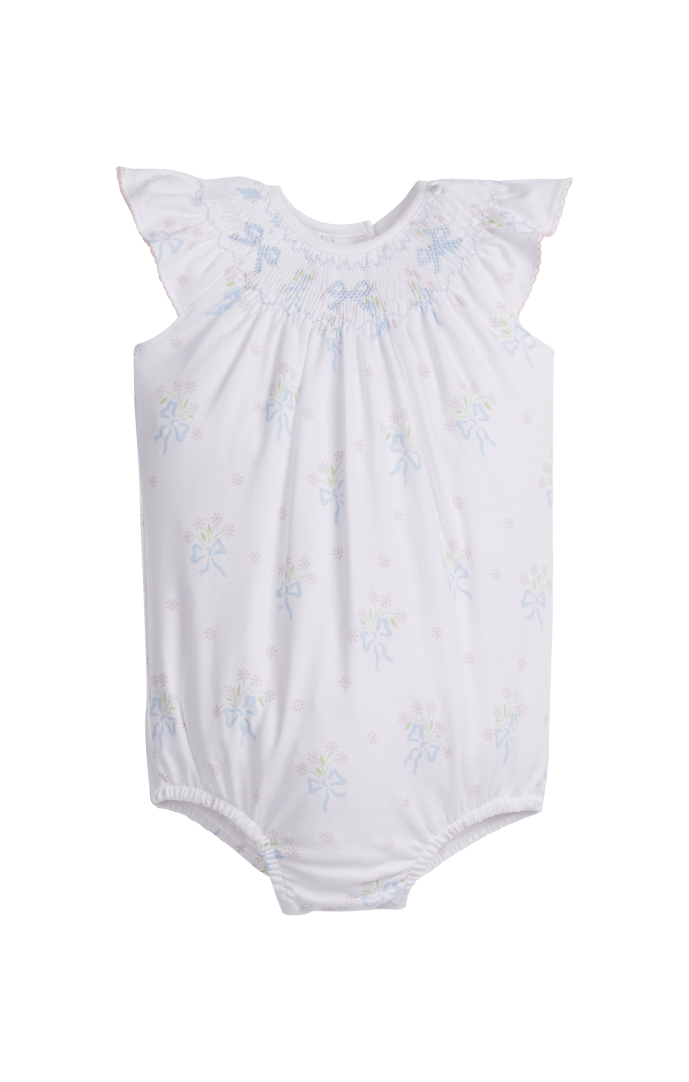 Smocked Bishop Bubble Blue Bow Bouquet