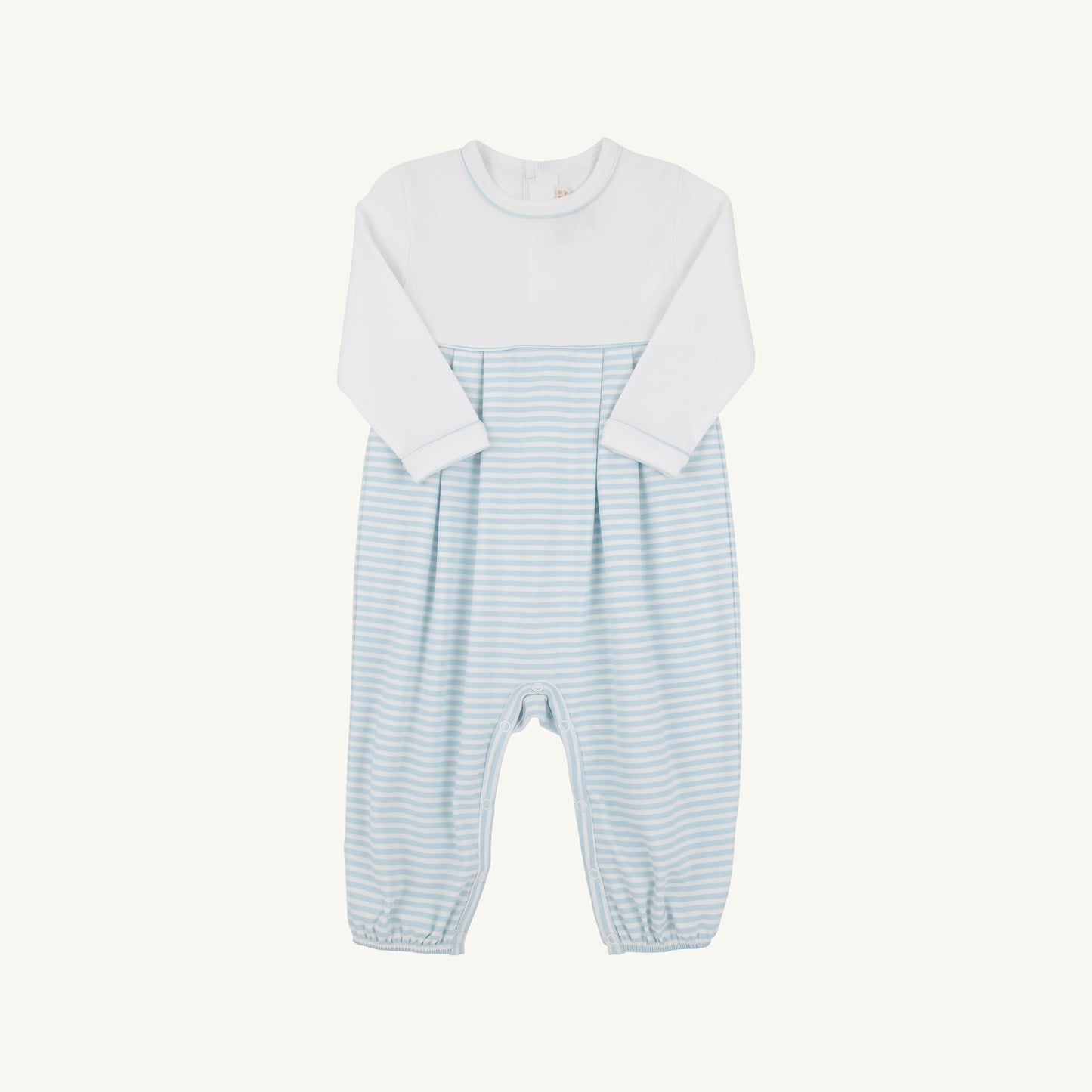 Long Sleeve Bradford Romper Worth Avenue White Buckhead Blue Stripe