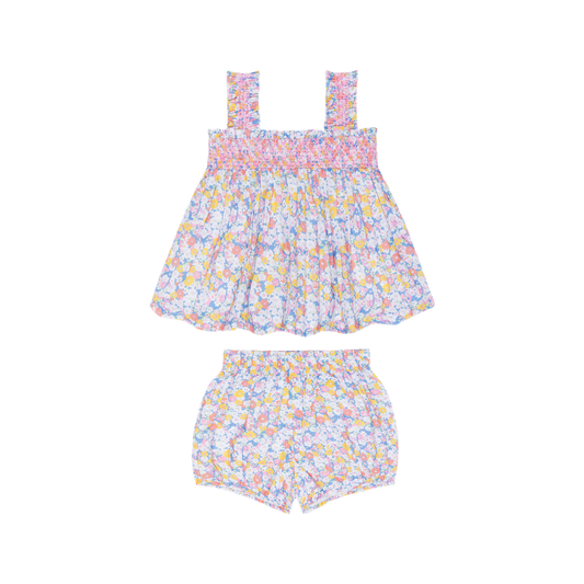 Baby Girls Jasmine Blossom Smocked Top And Bloomer Set