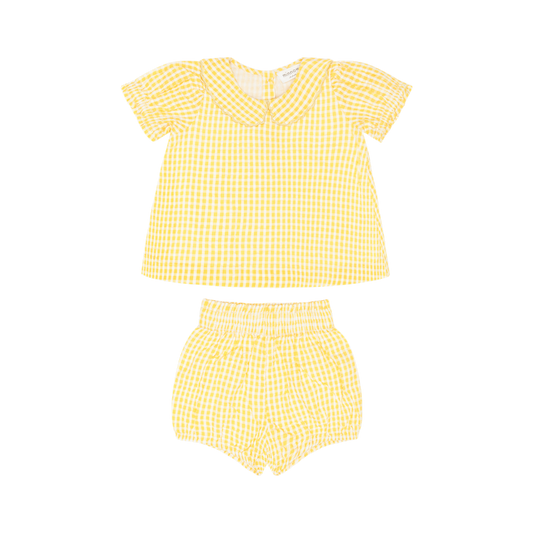 Baby Girls Soleil Gingham Ruffle Sleeve Top And Bloomer Set