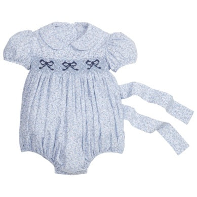 Smocked Peter Pan Bubble Blue Vinings