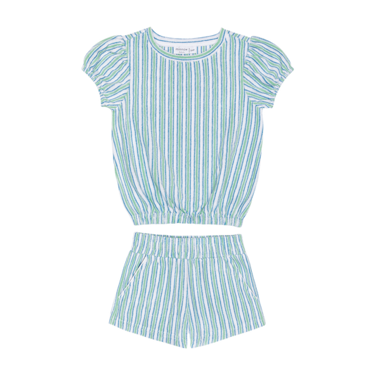 Girls Tamarin Stripe French Terry Top And Short Set