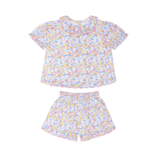 Girls Jasmine Blossom Puff Sleeve Short Set
