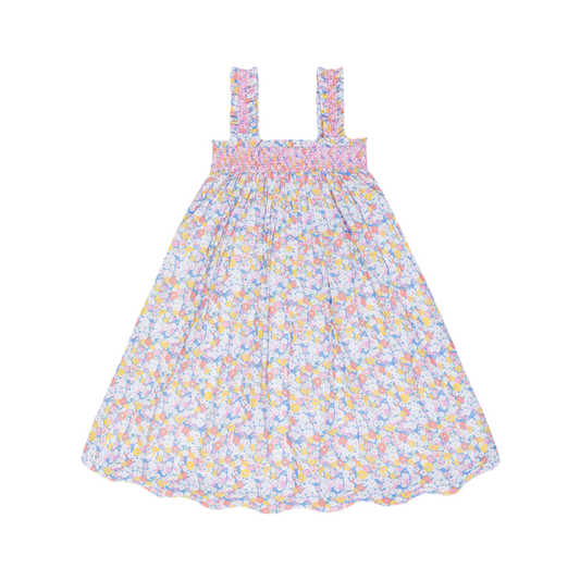 Girls Jasmine Blossom Smocked Ruffle Strap Dress