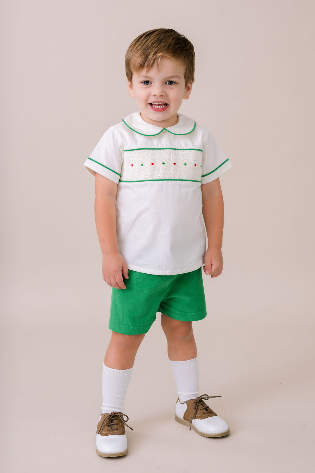 Liam Short Set Dreamy White Corduroy/Garland Green