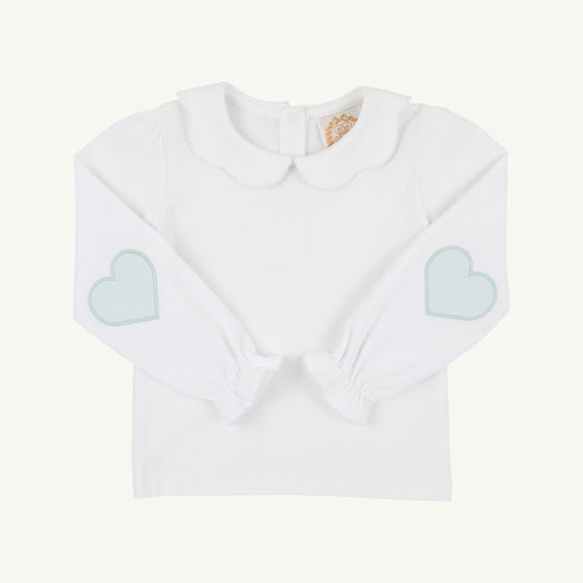 Emma's Elbow Patch Top Worth Ave White Old Greenwich Green