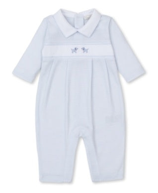 Premier Light Blue Puppies Playsuit w Hand Embroidery