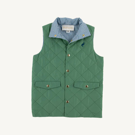 Vaughn Vest Gallatin Green/Barnsley Blue Mini Gingham